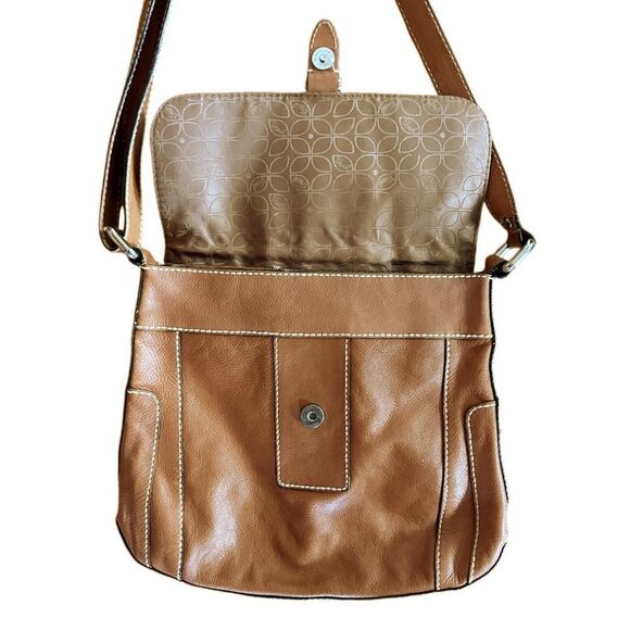 FOSSIL Womens Explorer Messenger Brown Distressed Leather Medium Fold Over Bag - Picture 6 of 8